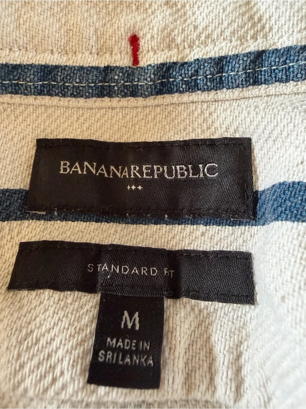 Banana Republic COTTON-LINEN INDIGO STRIPED SHIRT Summer Vacation Medium